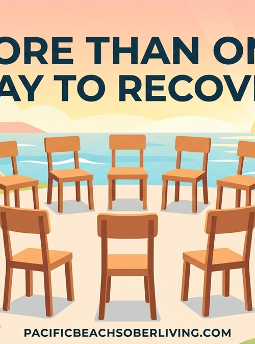 Alternatives to AA — a welcoming circle of chairs by the beach, Pacific Beach Recovery sober living