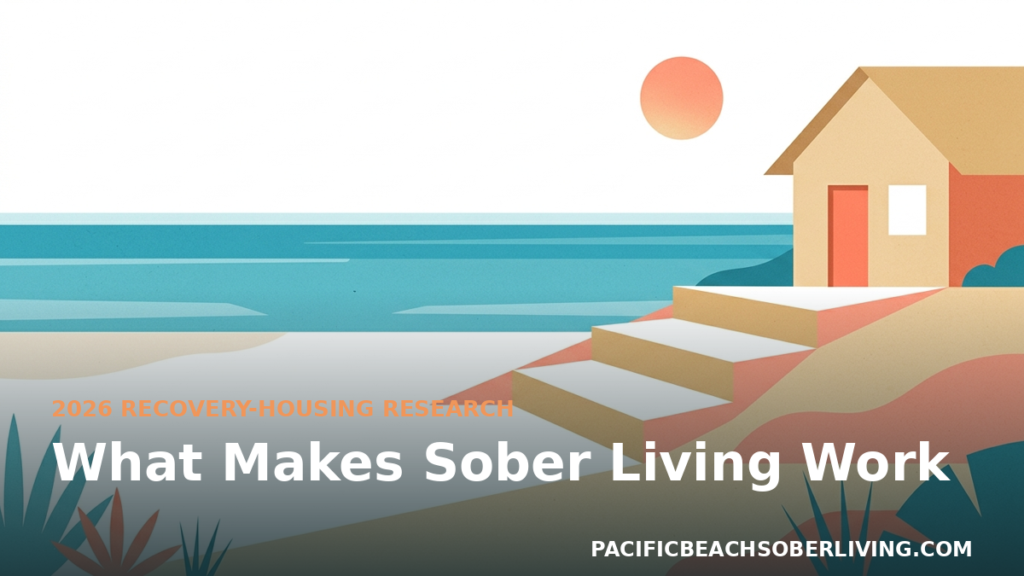 Sunlit coastal house with ascending steps illustrating sober living outcomes in San Diego